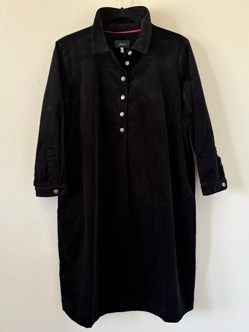JOULES Women's Stella Pop Over Black Corduroy Dress | Relaxed Fit | Size 10
